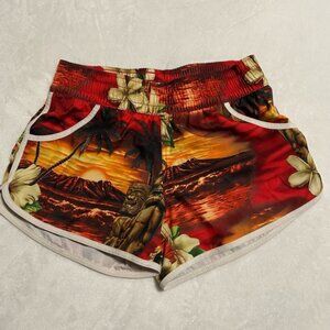 Favant Hawaii Womens Red Tropical Print Shorts